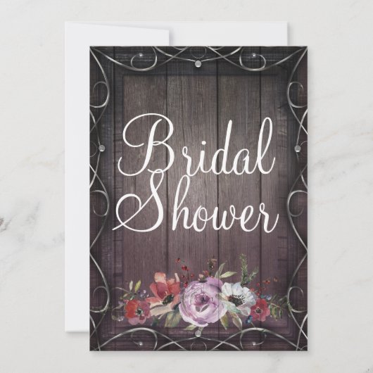 Rustieke Glamour Schuur Hout Bloei & Bloemen Bruid Kaart (Achterkant)