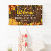 Rustieke Glitter Pompoen Herfst Huwelijk Welkom Spandoek (Insitu)