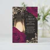Rustieke gloed lantaarn magenta Rozen bruiloft det Informatiekaartje (Staand voorkant)