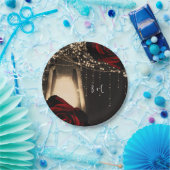 Rustieke Gloeilamp Lantaarn Donkerrode Rozen Bruil Papieren Bordje (Feest)