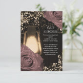 Rustieke Glow Lantaarn Dusty Pink Roses Wedding Informatiekaartje (Staand voorkant)