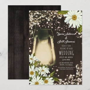 Rustieke Glow Lantaarn Madeliefjes Baby's Breath B Kaart