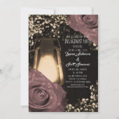 Rustieke Glow Lantern Dusty Pink Roses Verloving Kaart (Voorkant)