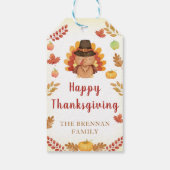 Rustieke Gobble Herfst Pompoen Happy Thanksgiving Cadeaulabel (Achterkant)