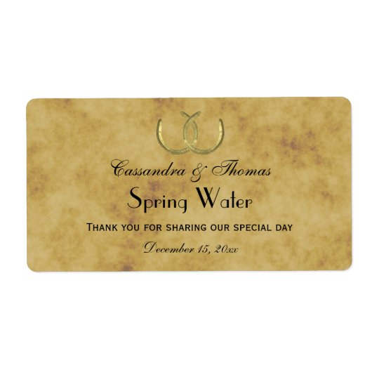 Rustieke Golden Hoefijzers Distress Water Label (Voorkant)