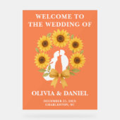 Rustieke Golden Sunflower Fall Wedding Welkom Acryl Bord (Voorkant)