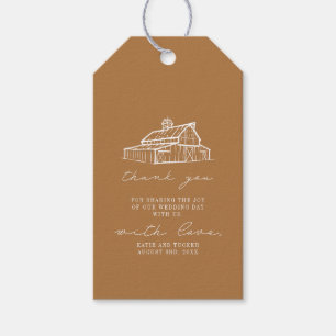 Rustieke Goldenrod Schuur Boerderij Bruiloft Dank Cadeaulabel