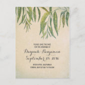 rustieke gom boomblad Save the date Aankondigingskaart (Voorkant)