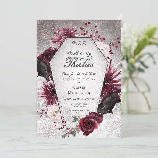 Rustieke Gotische Dood Tot Mijn Dertigste Verjaard Kaart (Staand voorkant)