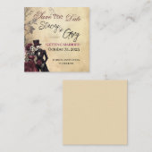 Rustieke Gotische Skeleton Wedding Vierkante Visitekaartje (Voorkant / Achterkant)