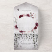 Rustieke Gotische Zwart & Bourgondië Halloween CUS All In One Uitnodiging (Buitenkant)