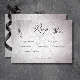 Rustieke Gotische Zwarte & Bourgondische Halloween RSVP Kaartje