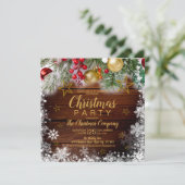 Rustieke Gouden Baubles Holly Berries Kerstfeest Kaart (Staand voorkant)