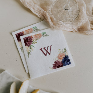 Rustieke Gouden Bladeren en Bloemen Monogram Bruil Servet