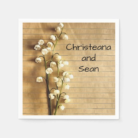  rustieke gouden en witte lelie servet (Voorkant)