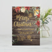 Rustieke Gouden Kalligrafie Kerst Kaart (Staand voorkant)