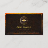 Rustieke  gouden kompas nautische boot visitekaartje (Achterkant)