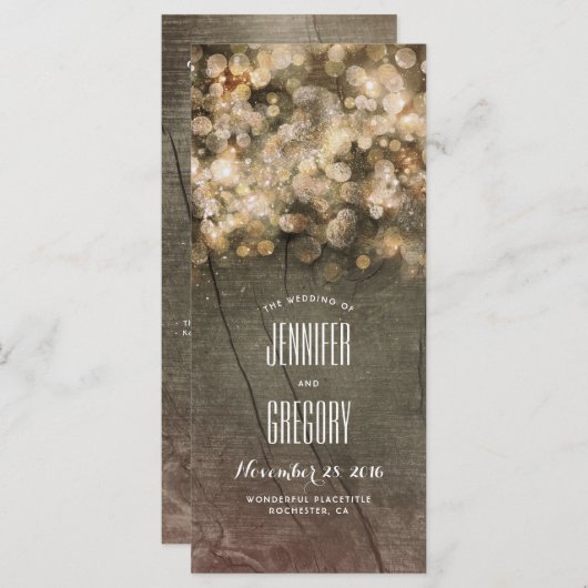 Rustieke Gouden Strijklichten Trouwprogramma's Programma (Voorkant / Achterkant)