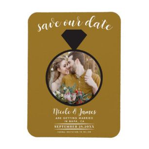 Rustieke gouden trouwring foto save the date magneet