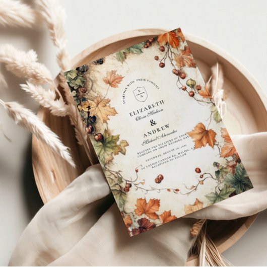 Rustieke Grapevine herfstbruiloft Kaart