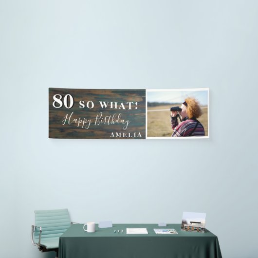 Rustieke Grappige 80 Dus wat 80e verjaardag Party Spandoek (Beurs)