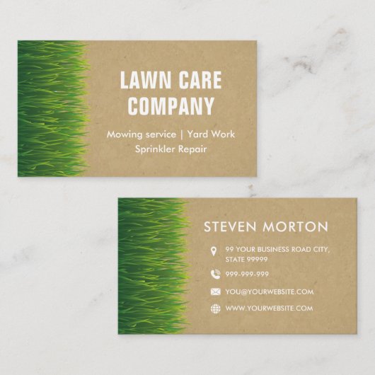 Rustieke grasverzorging gras snijden tuinieren maa visitekaartje (Voorkant / Achterkant)