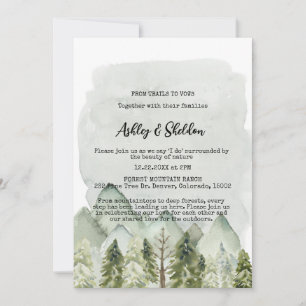 Rustieke Green Pine Tree Mountain Outdoor Wedding Kaart