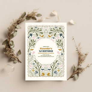 Rustieke Green Woodland Fern 1e verjaardag Kaart