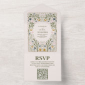 Rustieke Green Woodland Varen Bruiloft QR CODE All In One Uitnodiging (Binnen)