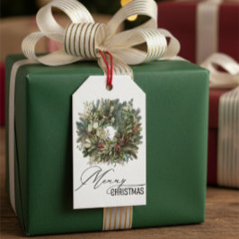 Rustieke Greenery Christmas Krans Gift Label Cadeaulabel