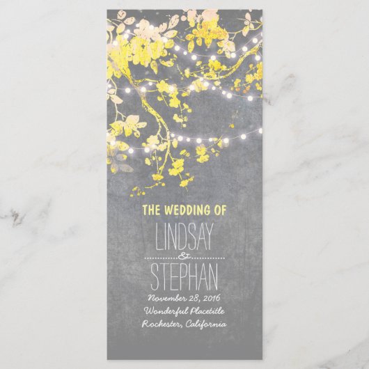 Rustieke Grijze en Gele takken Trouwprogramma's Programma (Voorkant)