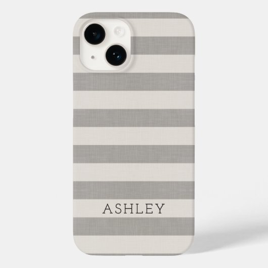 Rustieke Grijze Strepen Monogrammed Case-Mate iPhone Case (Achterkant)