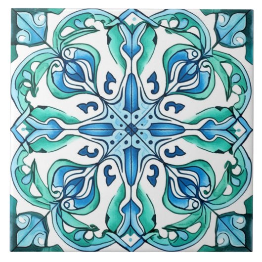 Rustieke Groene Azulejo Tegeltje (Voorkant)