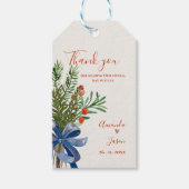 Rustieke groene bladeren rode bessen kerst bruilof cadeaulabel (Voorkant)