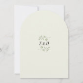 Rustieke groene bloemstuk gouden boog monogram bru kaart (Achterkant)