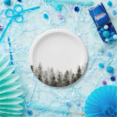 Rustieke groene bomen papieren bordje (Feest)