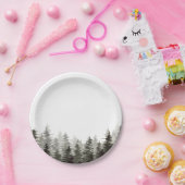 Rustieke groene bomen papieren bordje (Feest)