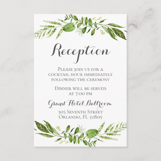 Rustieke groene bruiloft receptie Kaarten groen (Voorkant)