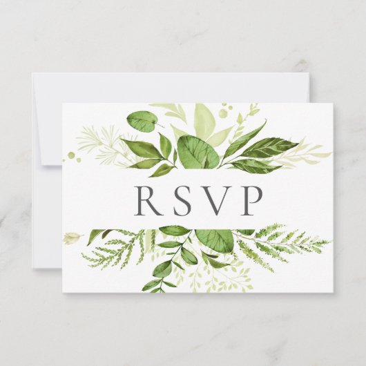 Rustieke Groene Bruiloft RSVP Kaarten met Maaltijd Kaartje (Voorkant)