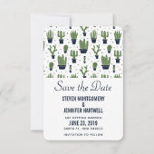 Rustieke Groene Cactus in Bloempotten Patroon Brui Save The Date (Voorkant)