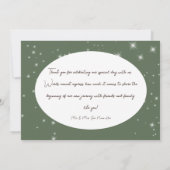 Rustieke groene dennen winter sparkle bruiloft bedankkaart (Achterkant)