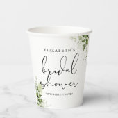 Rustieke groene elegante script bruidsshower papieren bekers (Achterkant)