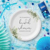 Rustieke groene elegante script bruidsshower papieren bordje (Feest)