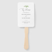 Rustieke Groene Elegante Trouwceremonie Programma Handwaaier (Voorkant)