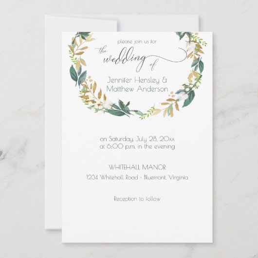 Rustieke groene en gouden groene krans | kaart (Voorkant)