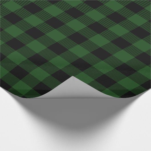 Rustieke groene en zwarte Buffalo Check Cadeaupapier (Hoek)