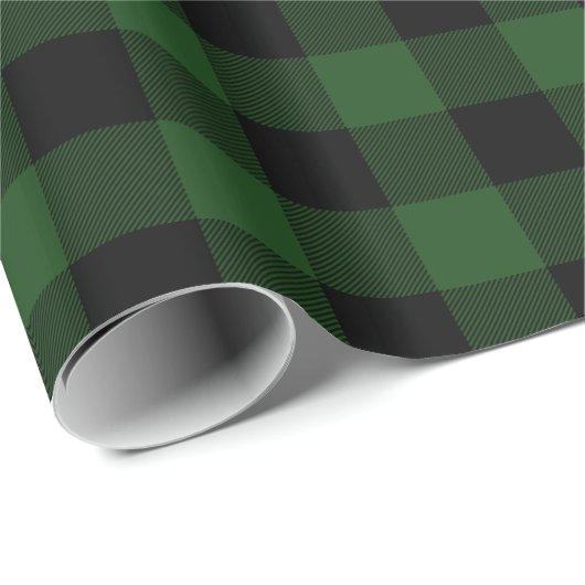 Rustieke groene en zwarte Buffalo Check Cadeaupapier (Rol Hoek)