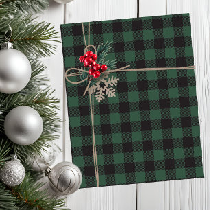Rustieke groene en zwarte Buffalo Plaid vakantie Tissuepapier