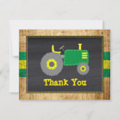 Rustieke Groene & Gele Tractor Verjaardag Dank u Bedankkaart (Voorkant)