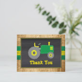 Rustieke Groene & Gele Tractor Verjaardag Dank u Bedankkaart (Staand voorkant)